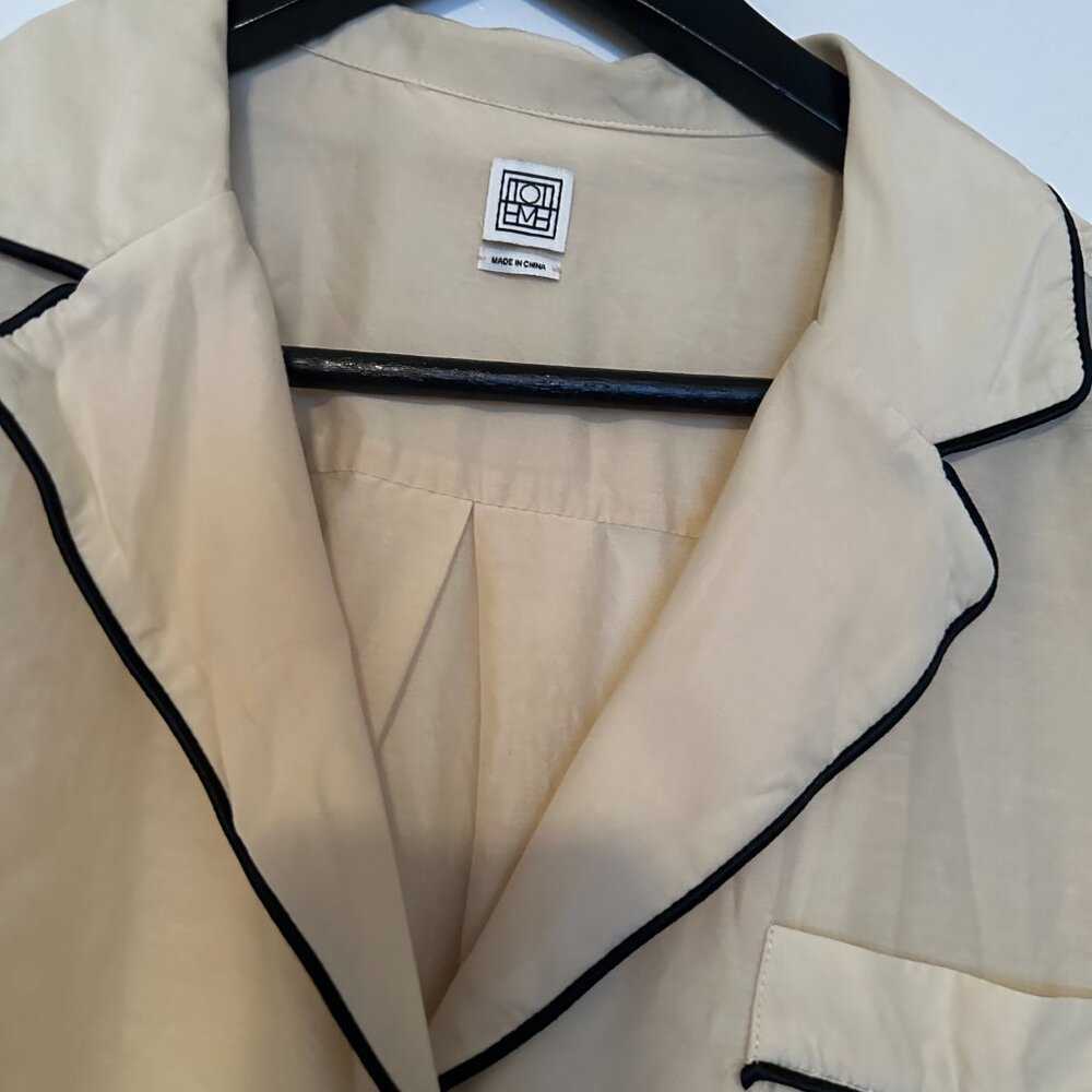 Toteme Cotton Silk PJ Blouse - Cream - Size 40 (US 8) - Picture 4 of 9